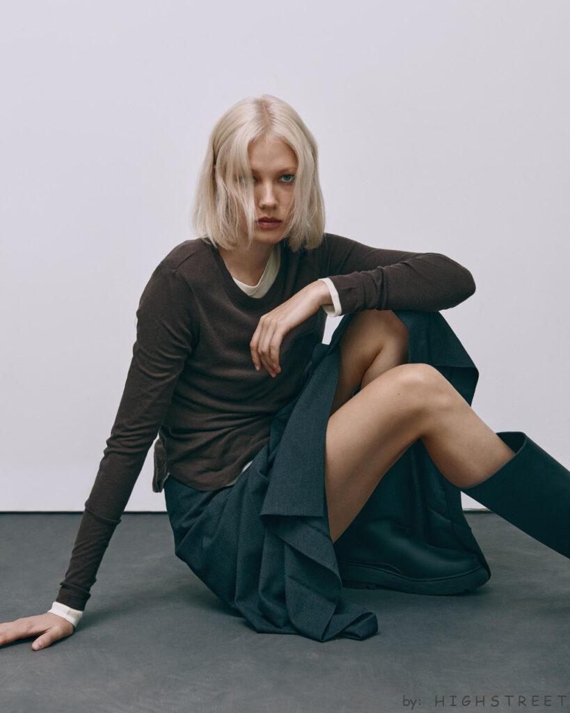 Wool and tencel long sleeve