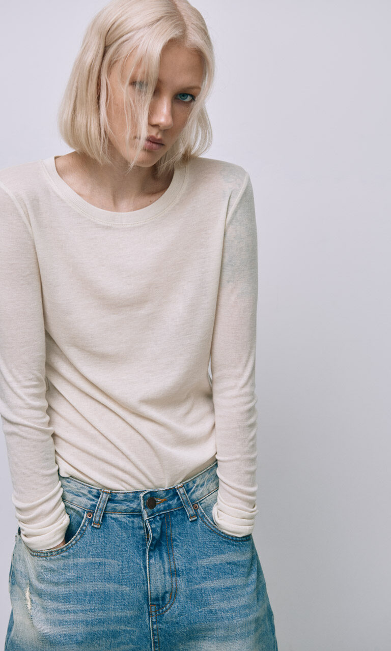 Wool and tencel long sleeve