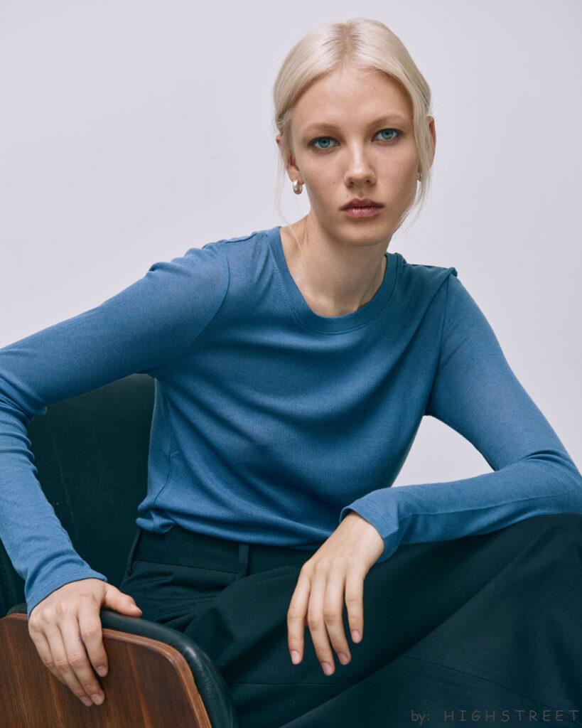 Wool and tencel long sleeve