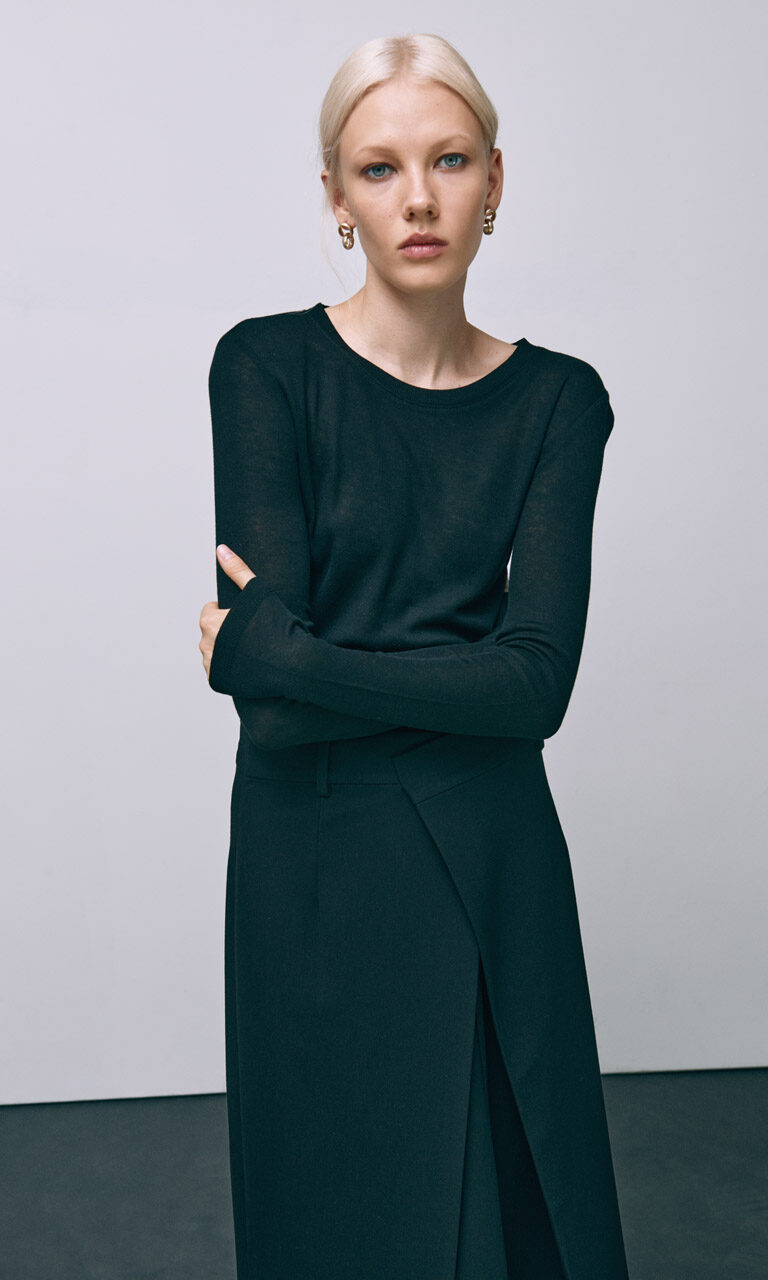 Wool and tencel long sleeve