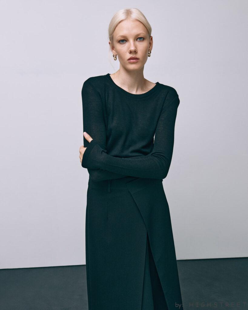 Wool and tencel long sleeve