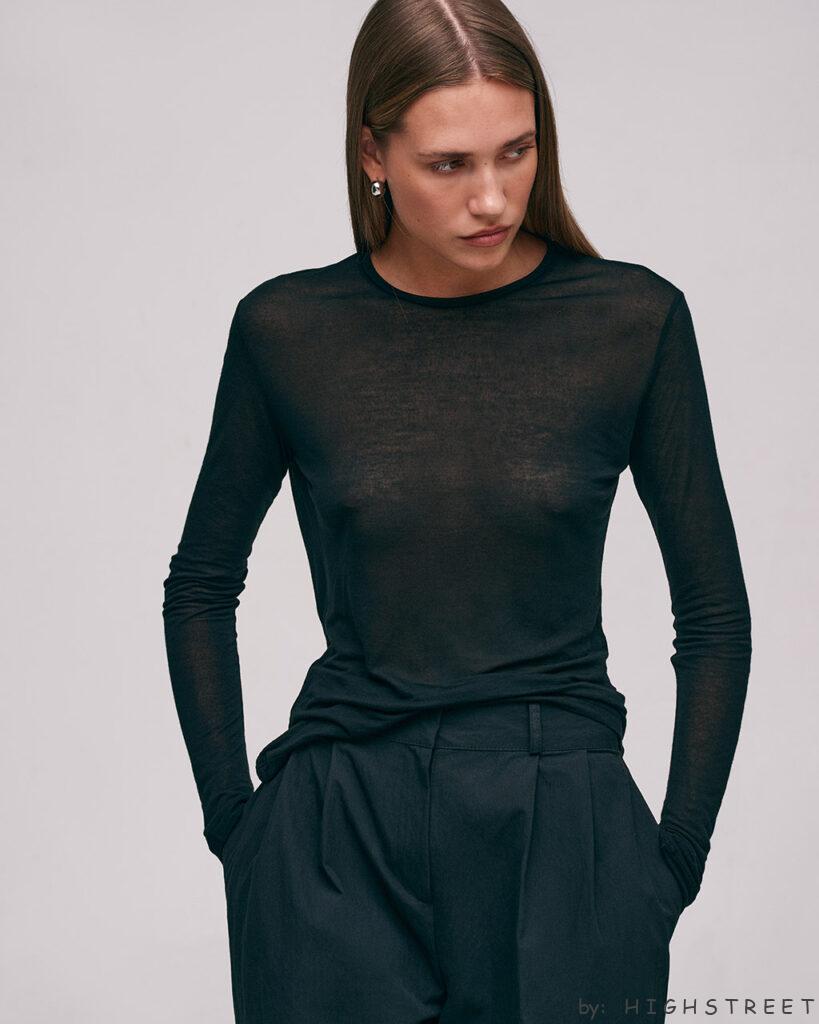 Semi sheer long sleeve