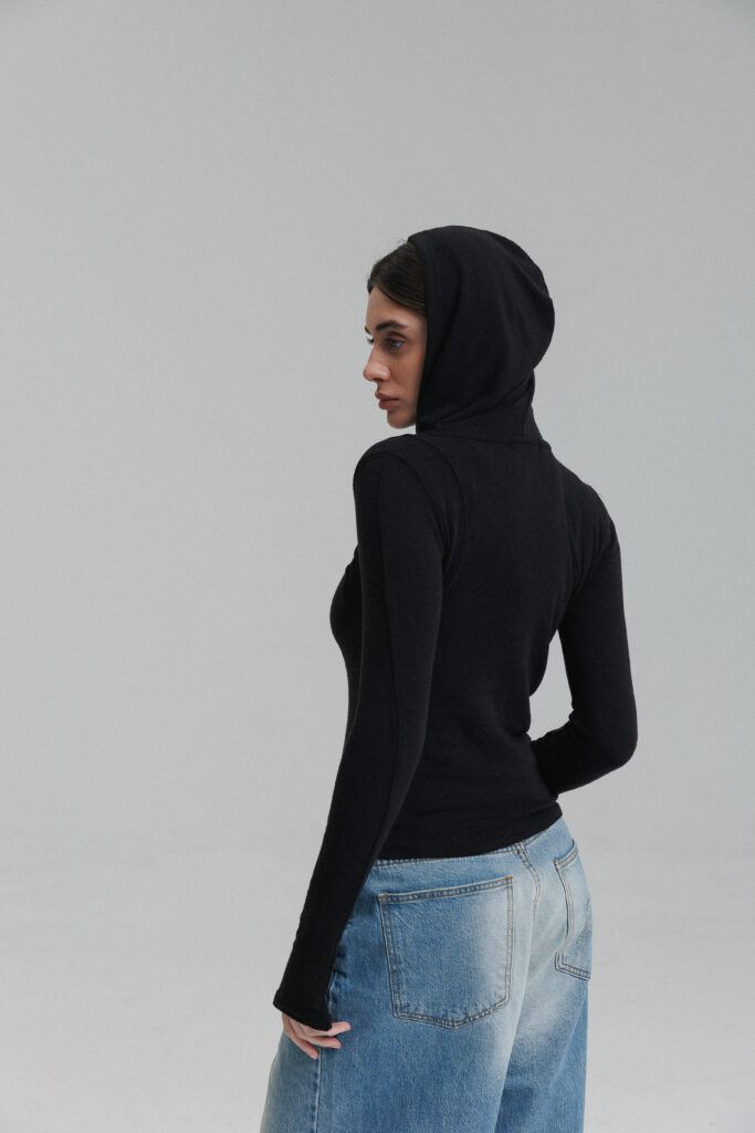 Half zip hoodie top