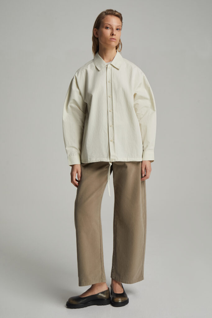 Oversized tie-detail shirt