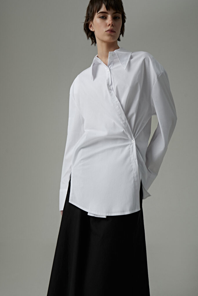Cross-front shirt