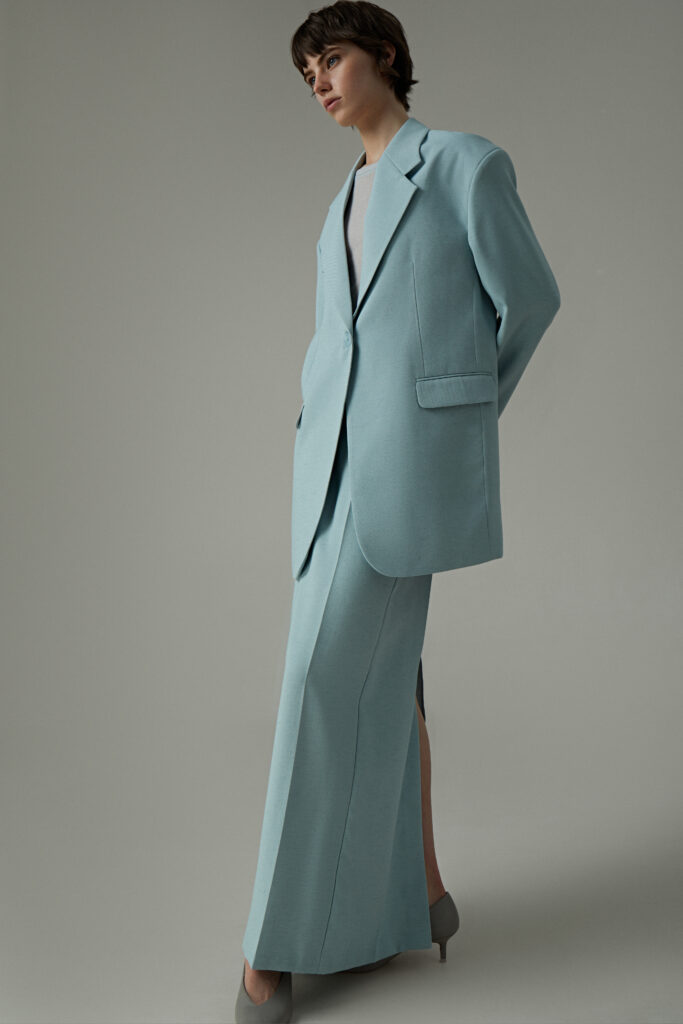 Power shoulder cotton-blend blazer