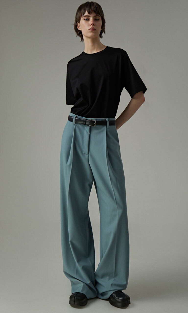 Pintuck trousers
