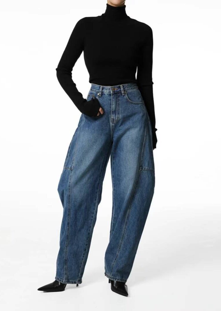 Twisted mid-rise jeans