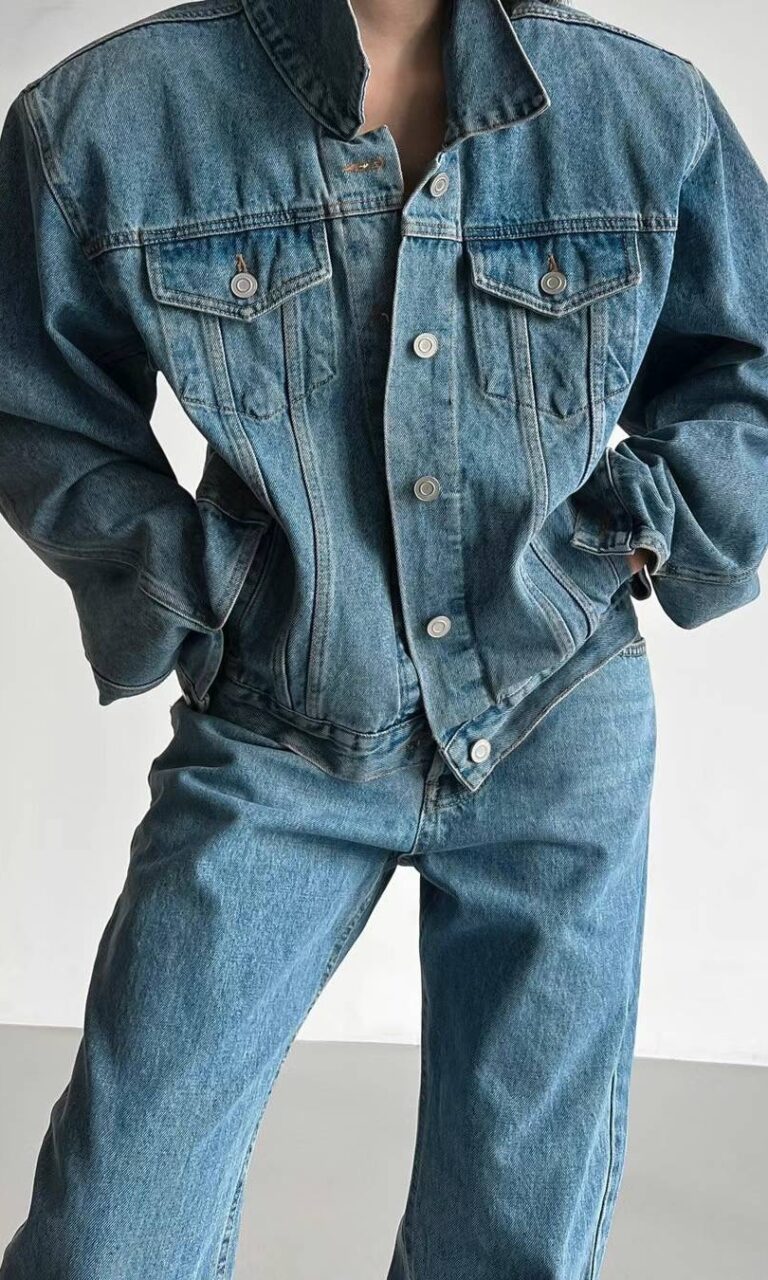 Power shoulder denim jacket