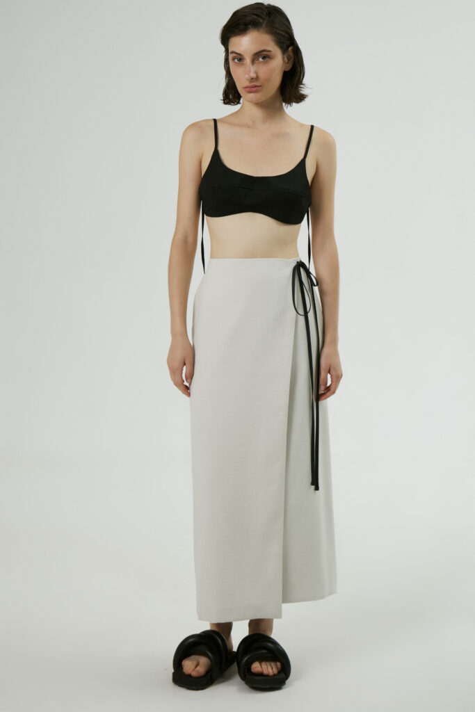 Wrap linen skirt