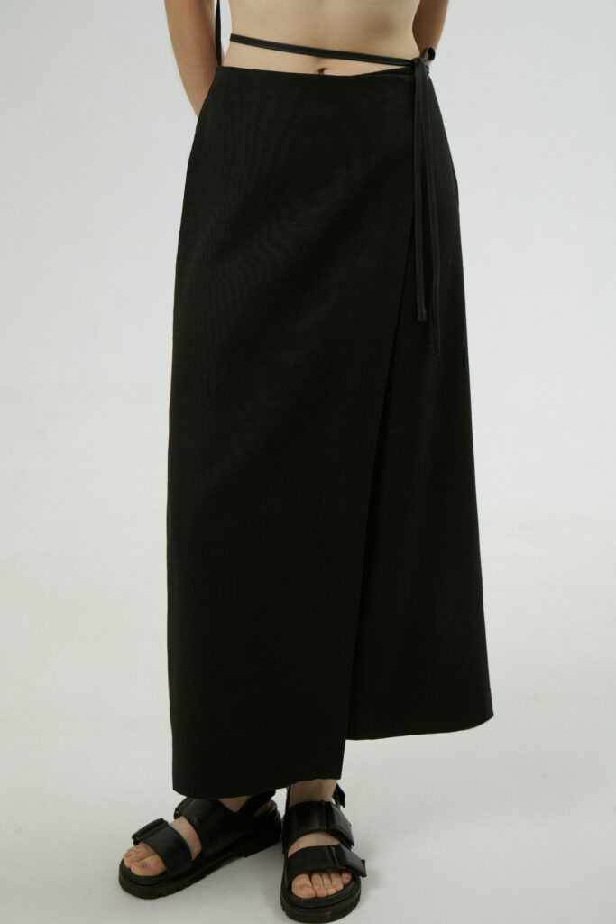 Wrap linen skirt