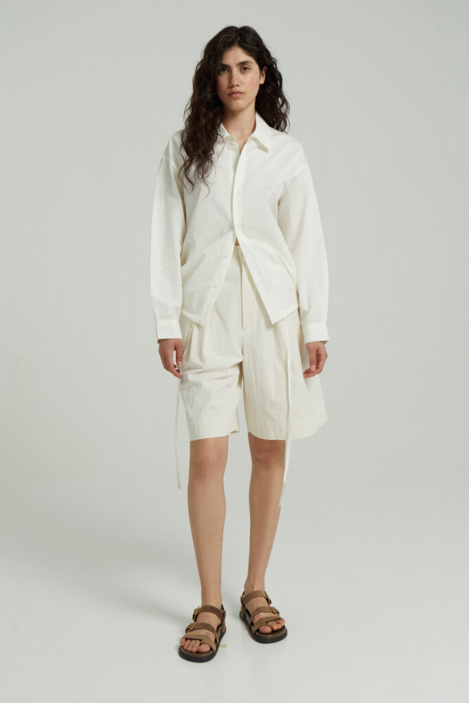 Oversized tie-detail shirt