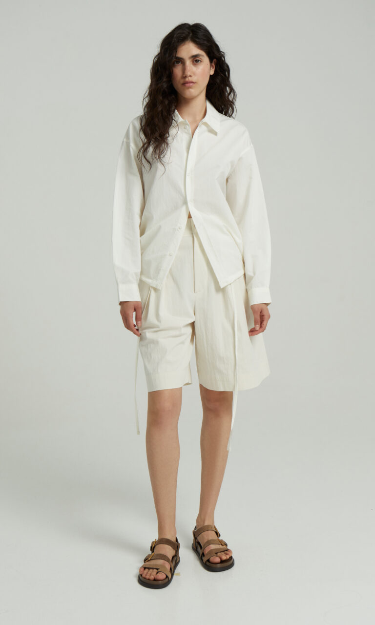 Oversized tie-detail shirt