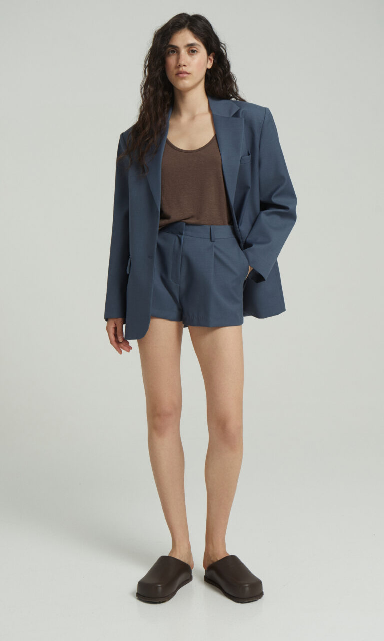 Tailored mini wool shorts