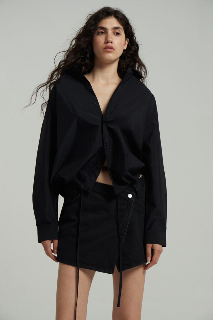 Oversized tie-detail shirt