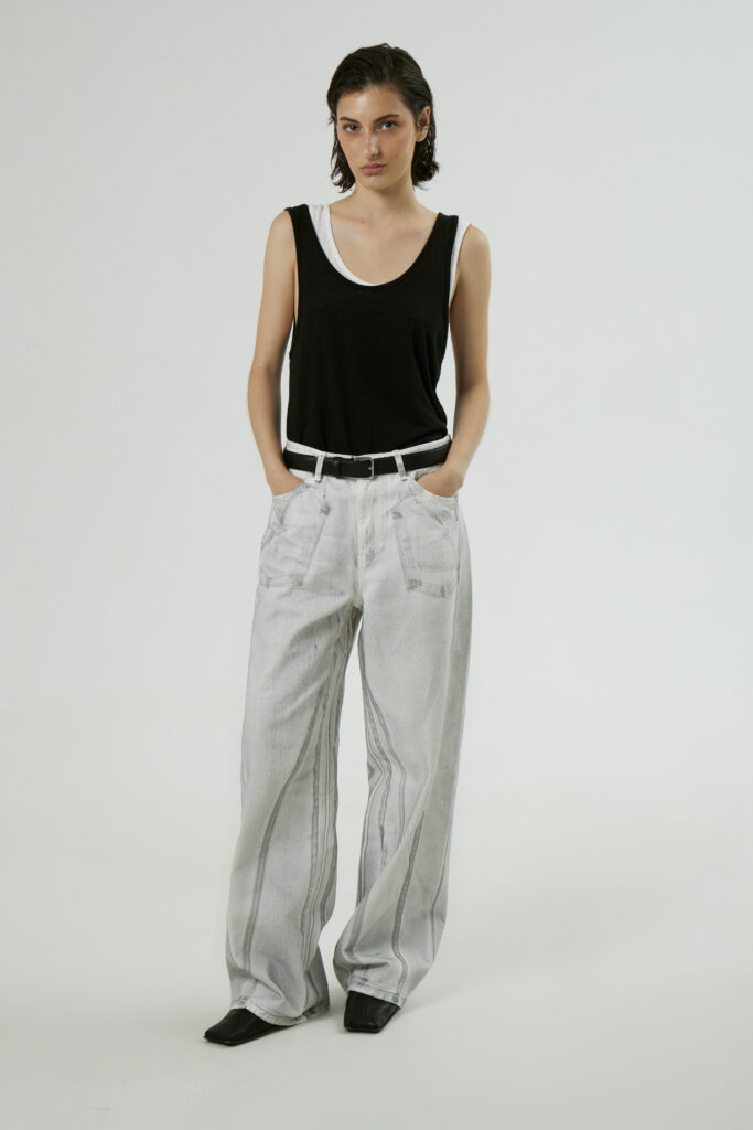 Printed wide leg jeans