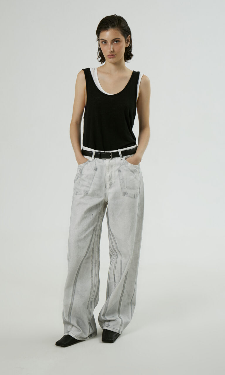 Printed wide leg jeans