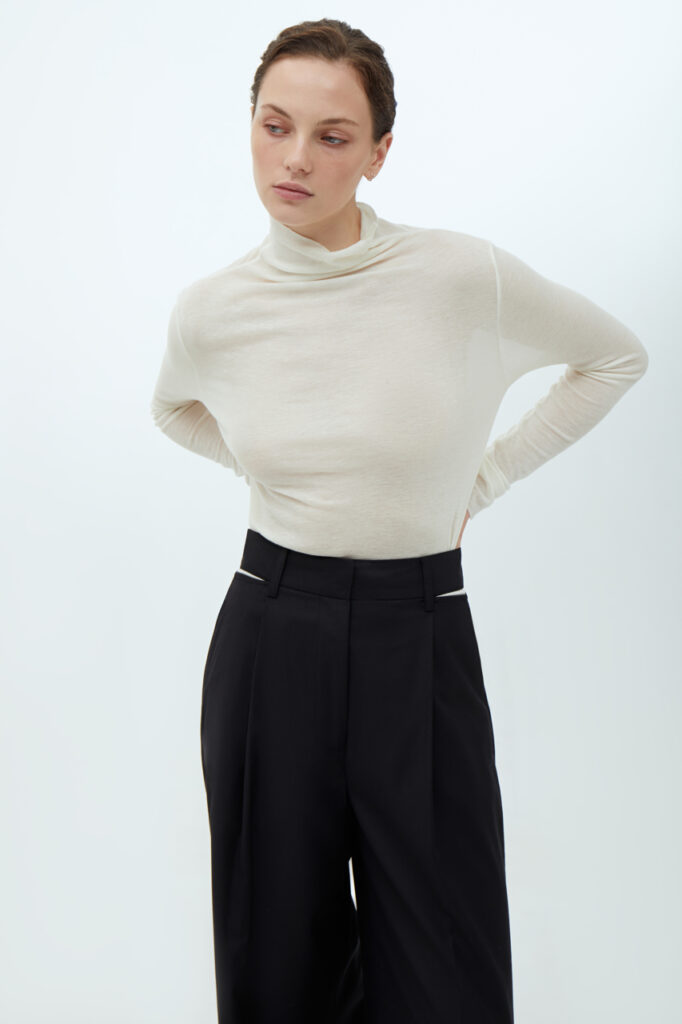 Wool and tencel turtleneck top