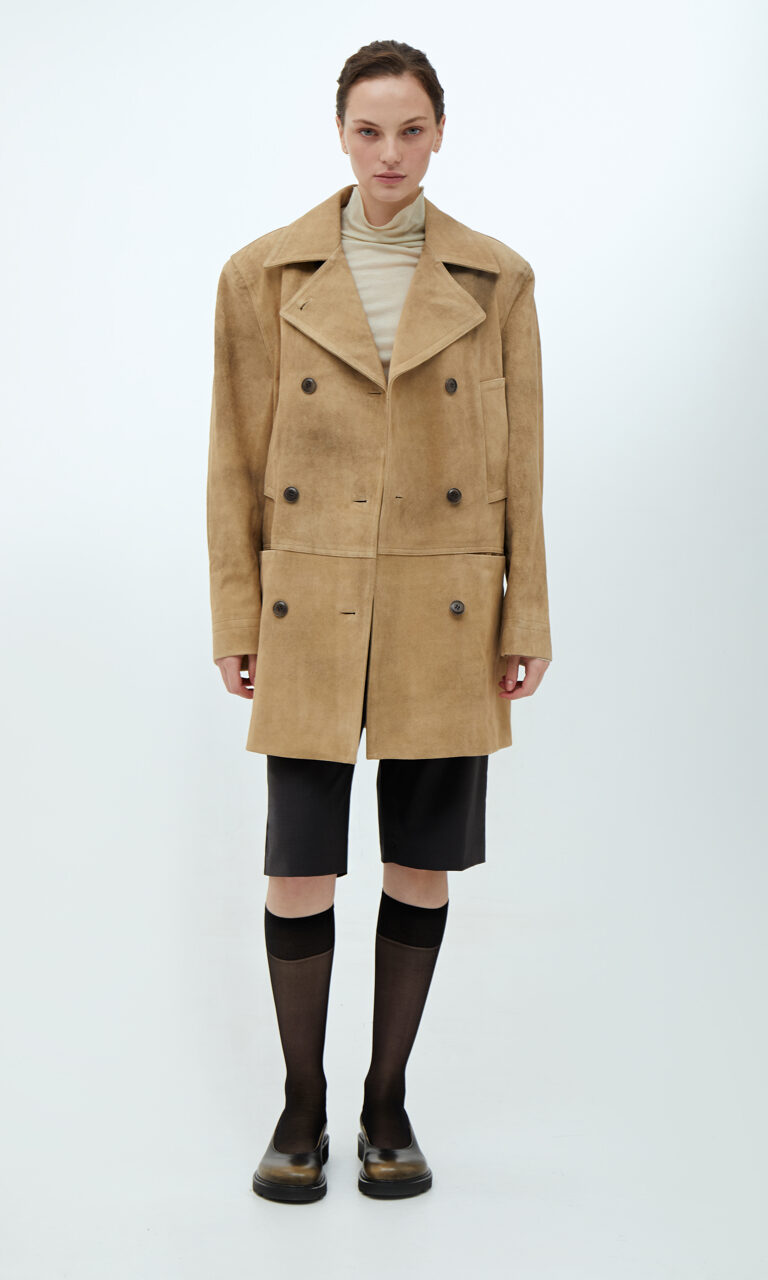 Suede utility coat