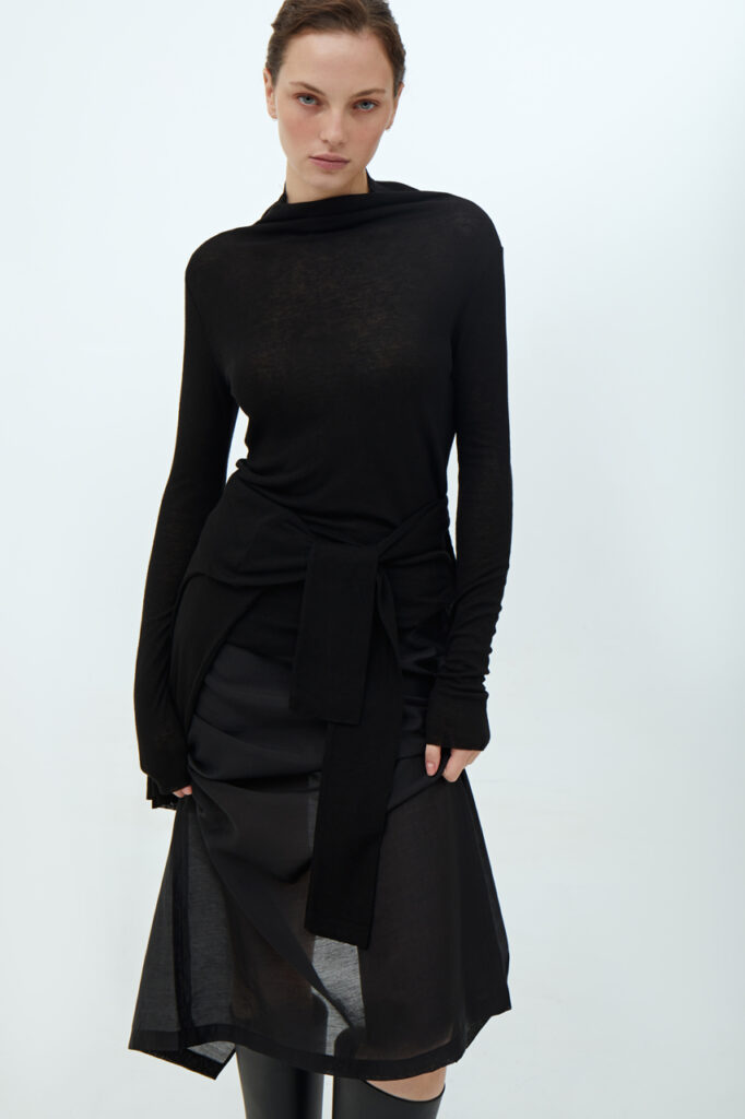 Wool and tencel turtleneck top