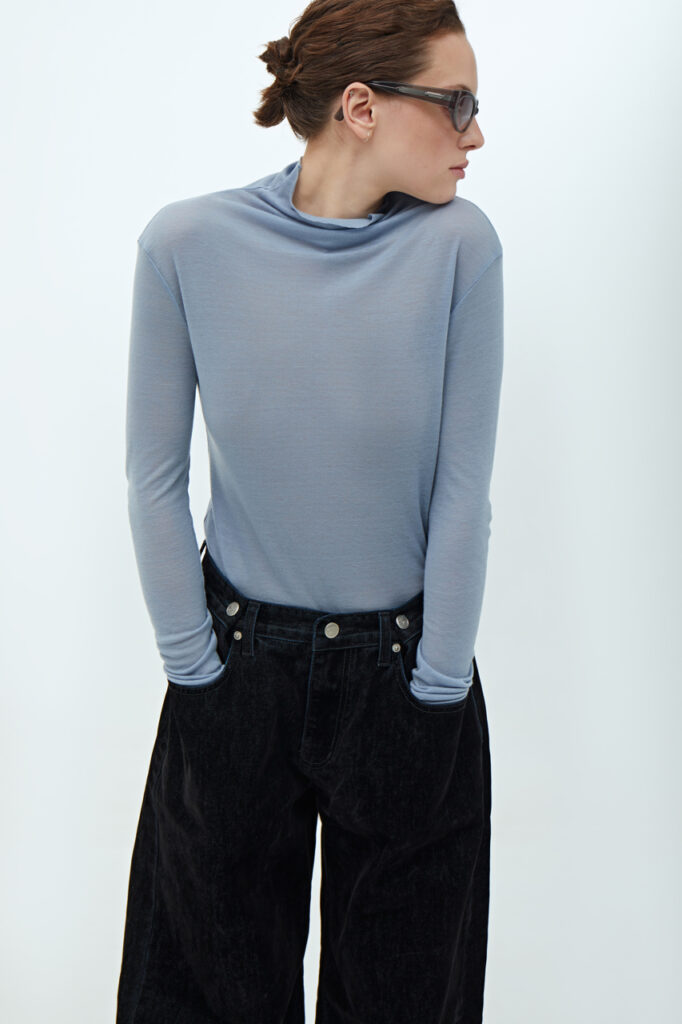 Wool and tencel turtleneck top