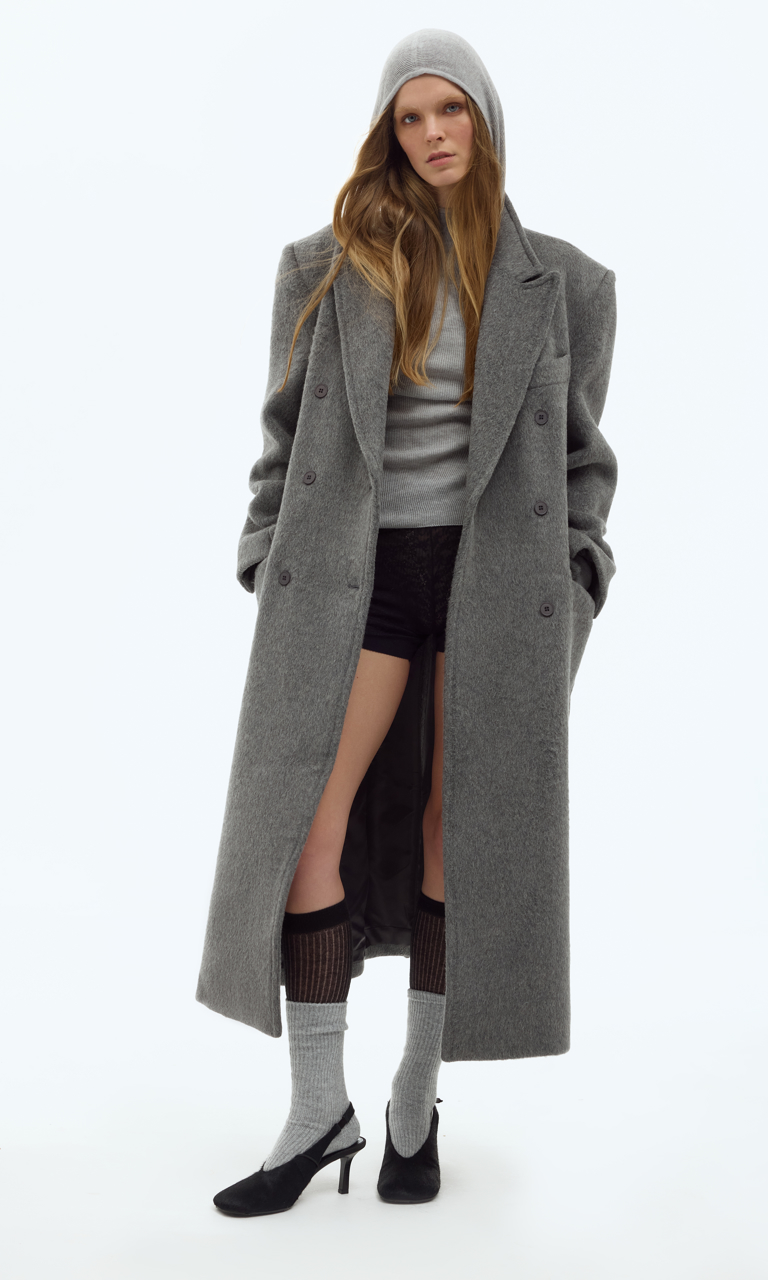 Brushed oversized wool coat