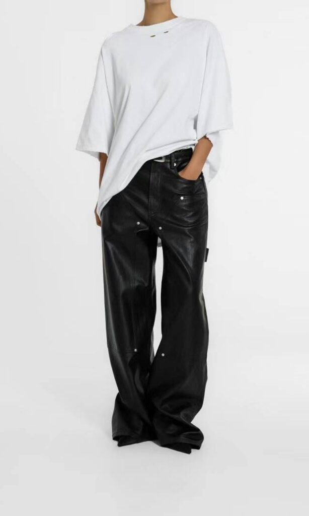 Faux leather utility pants
