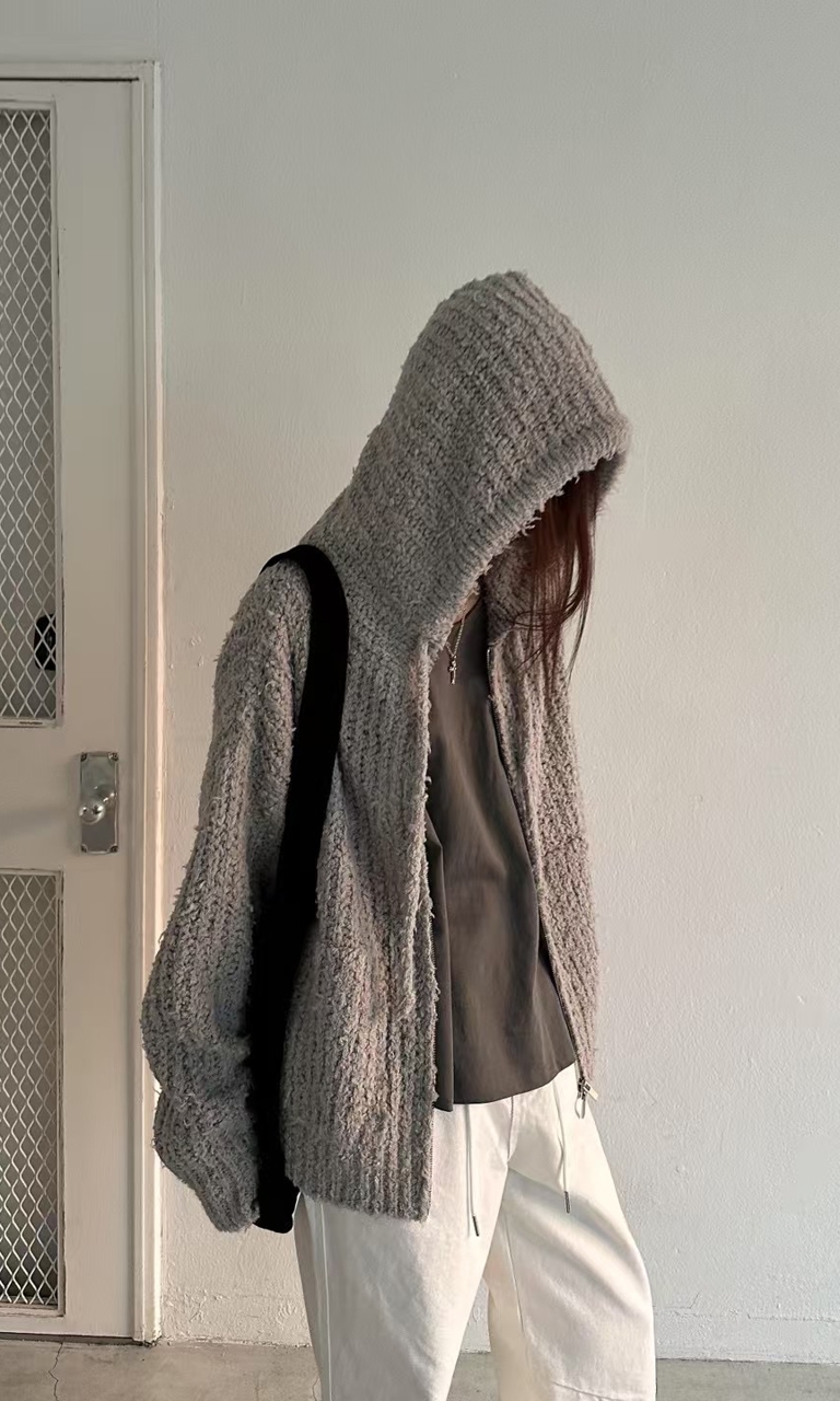 Grunge zip-up hoodie jumper