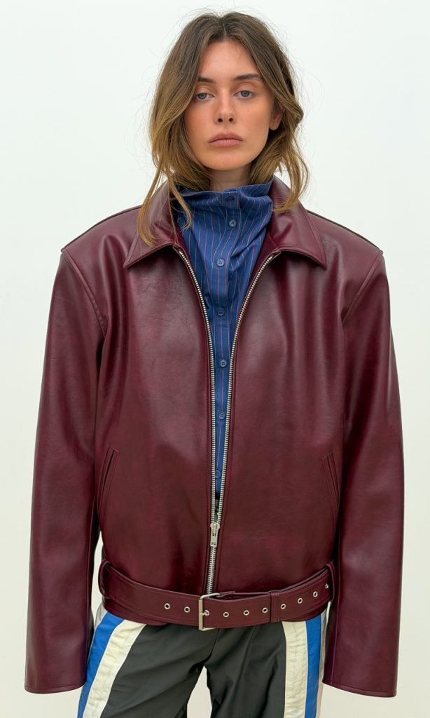 Statement faux leather jacket with belt