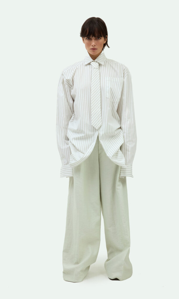 Stripped cotton tie shirt