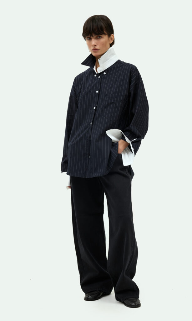 Stripped shirt with contrast cuffs