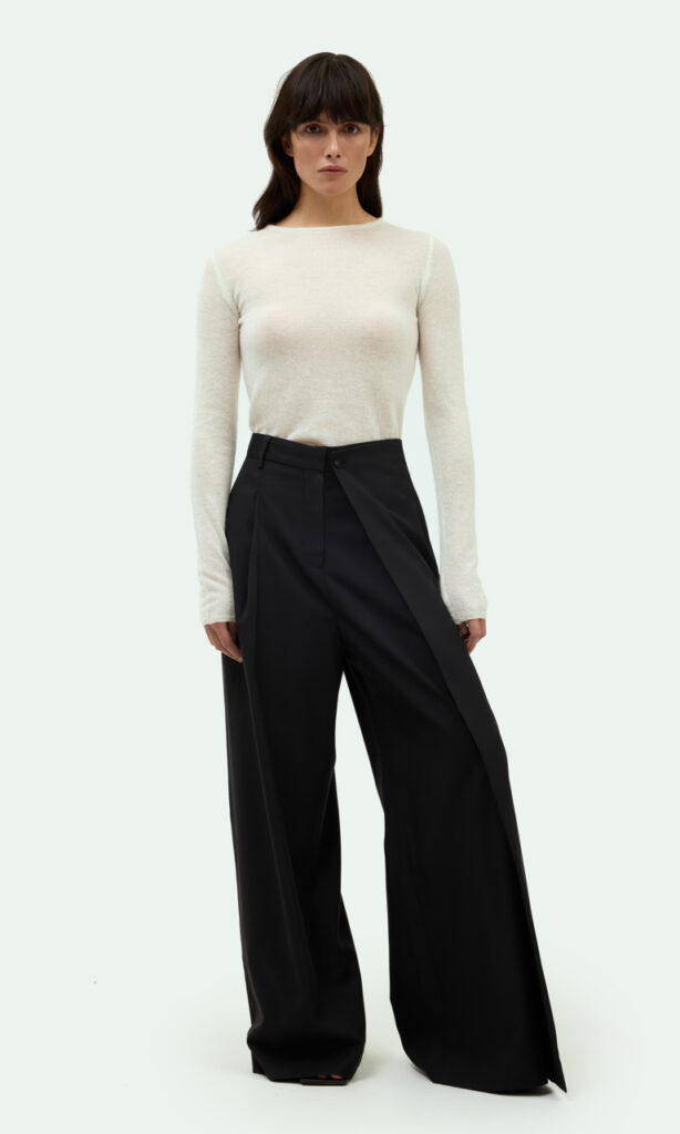Draped wide-leg trousers