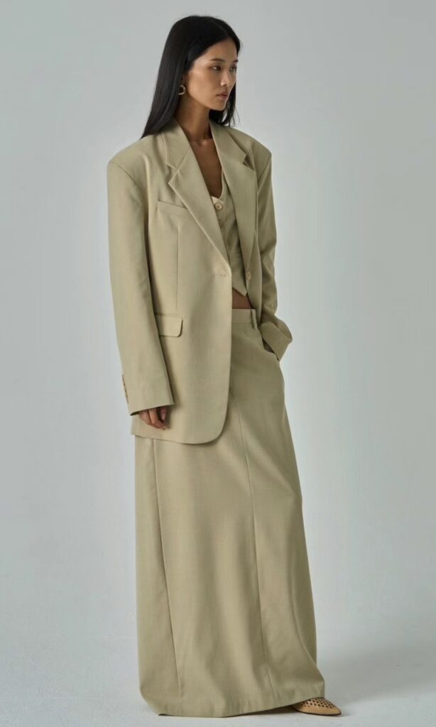 Structured shoulders cotton-blend blazer