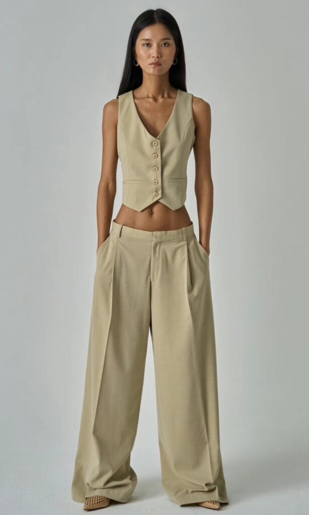 Cotton-blend cut vest