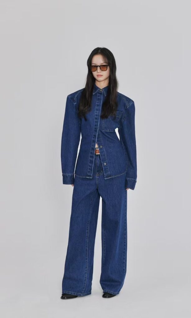 Padded shoulders denim shirt