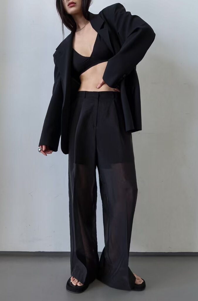 Semi-sheer trousers