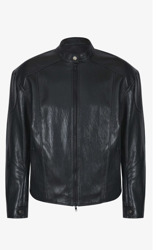 Faux leather riding jacket