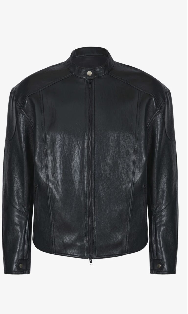 Faux leather riding jacket