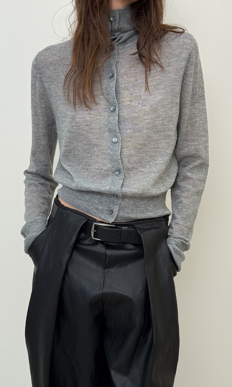 Funnel-neck mohair cardi