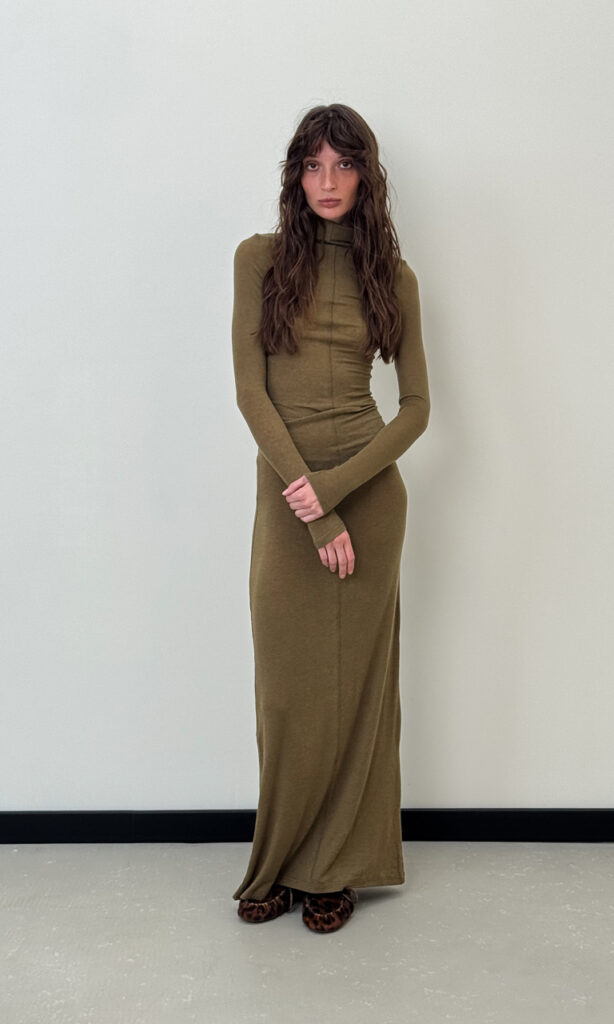 Sheer maxi wool dress