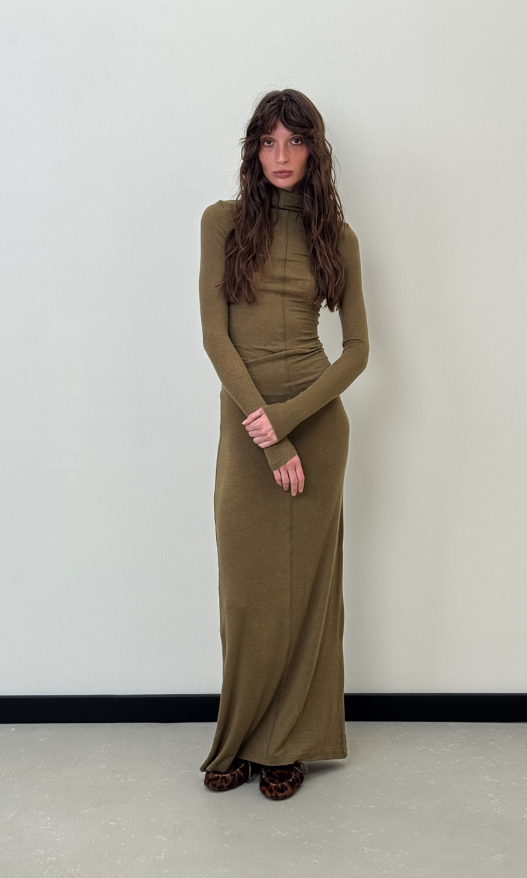 Sheer maxi wool dress