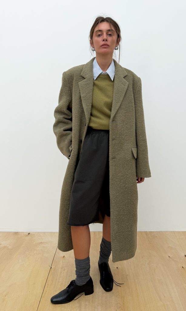 Oversized boucle alpaca coat