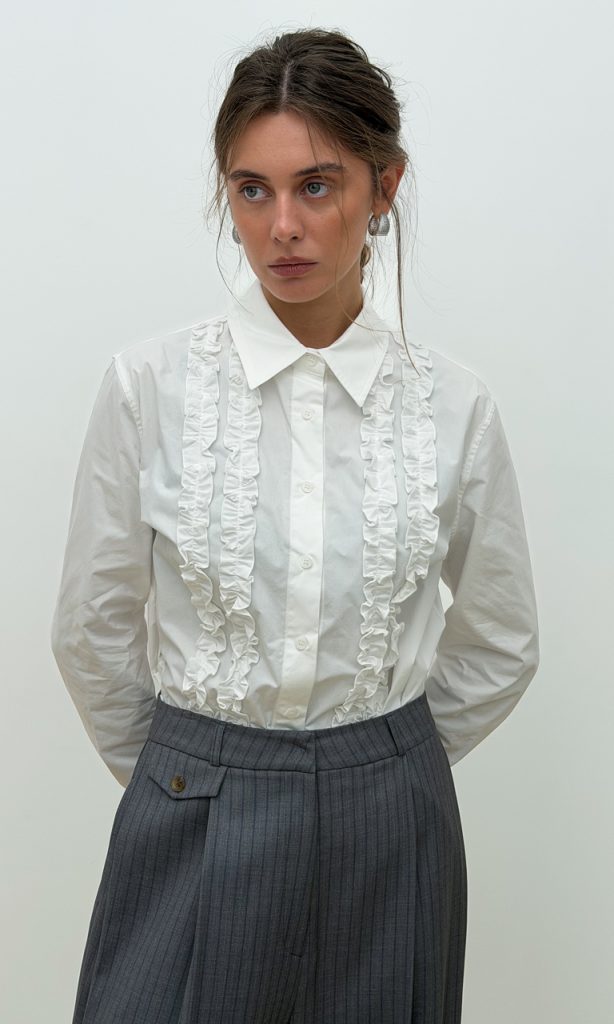 Cropped ruffle shirt