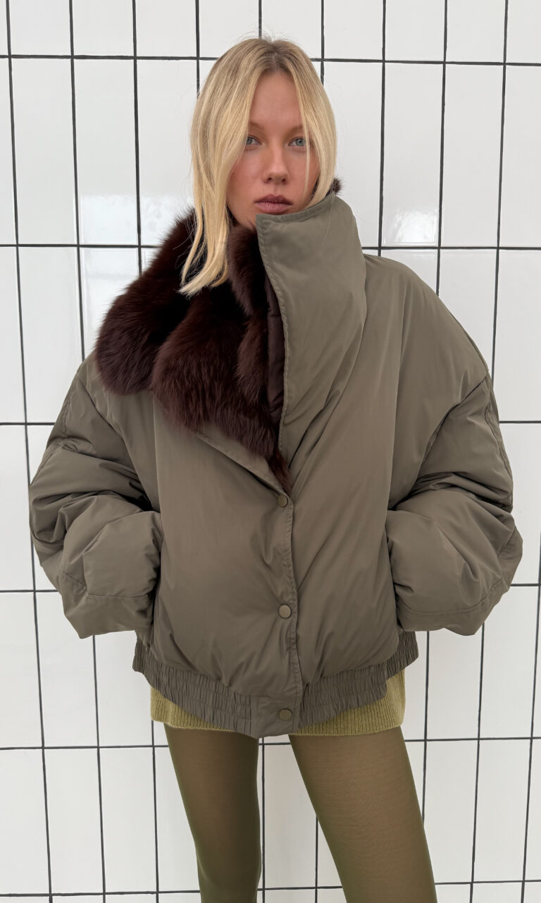 Fox fur collar down jacket