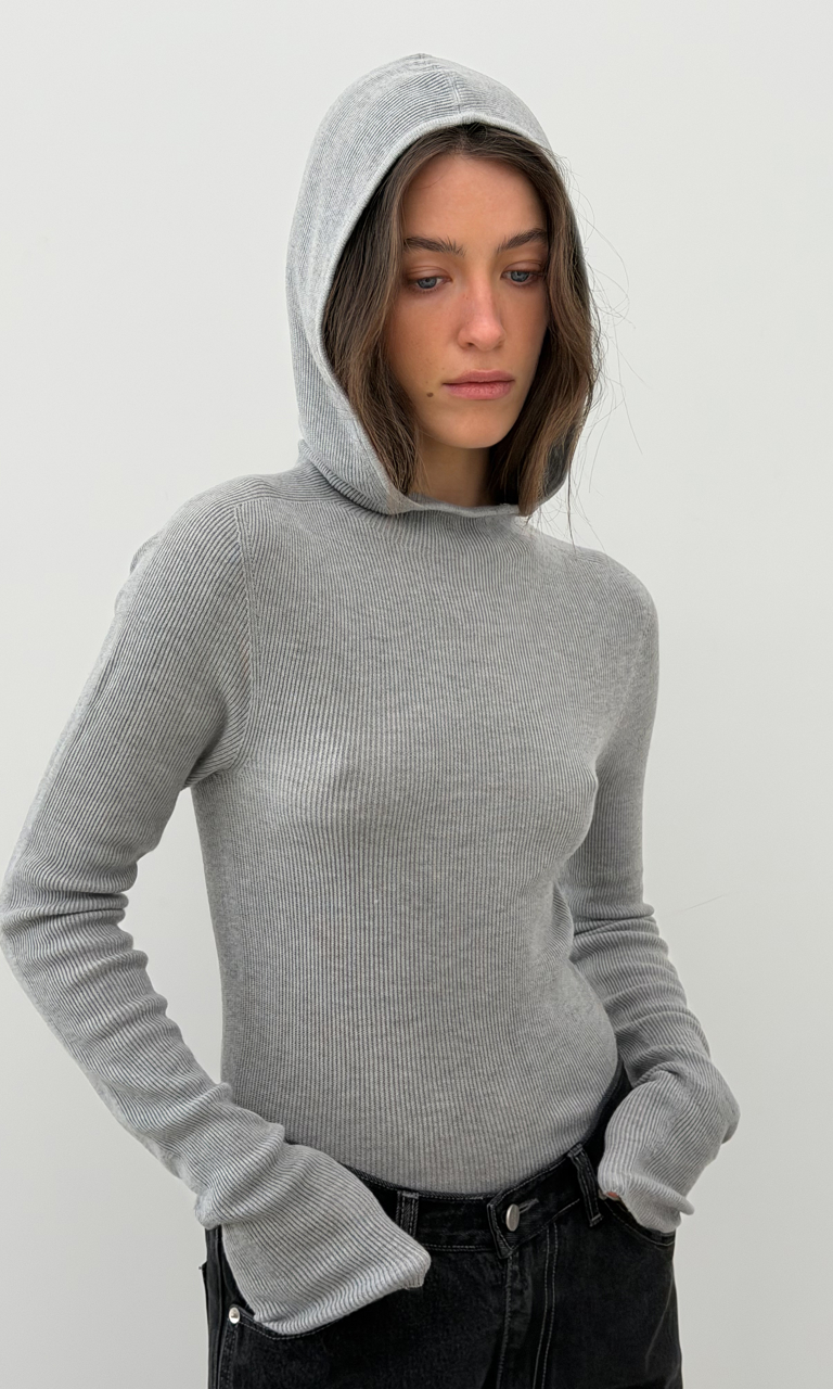 Knit hoodie top