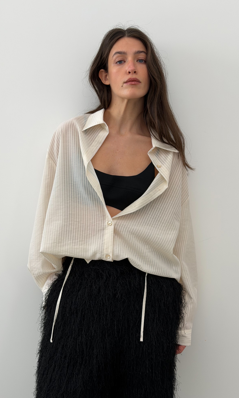 Transparent tie-detail shirt