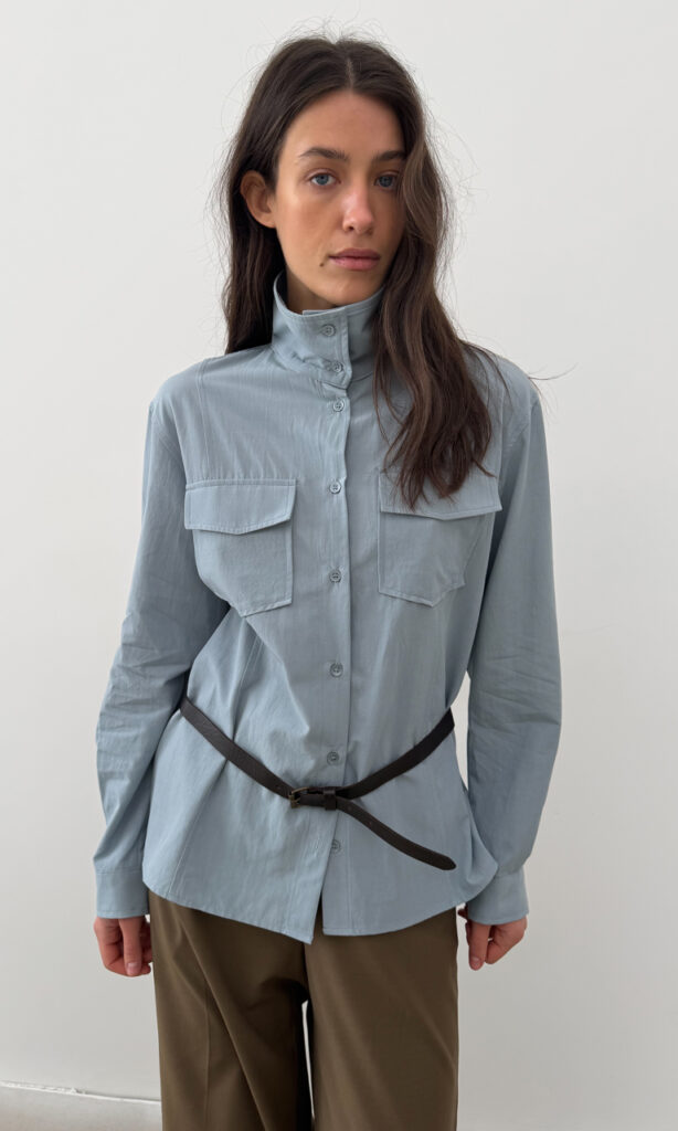 Stand collar utility shirt