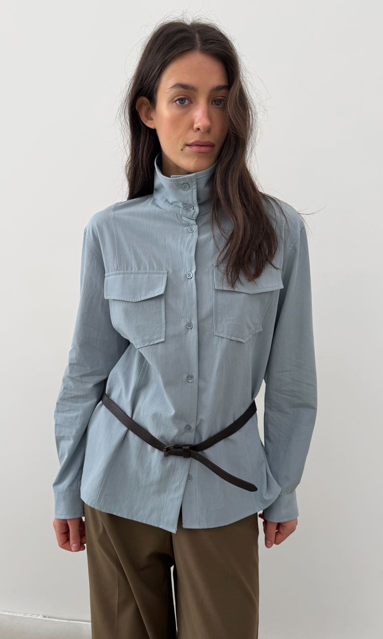 Stand collar utility shirt