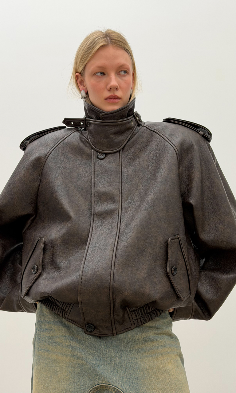 Faux leather padded jacket