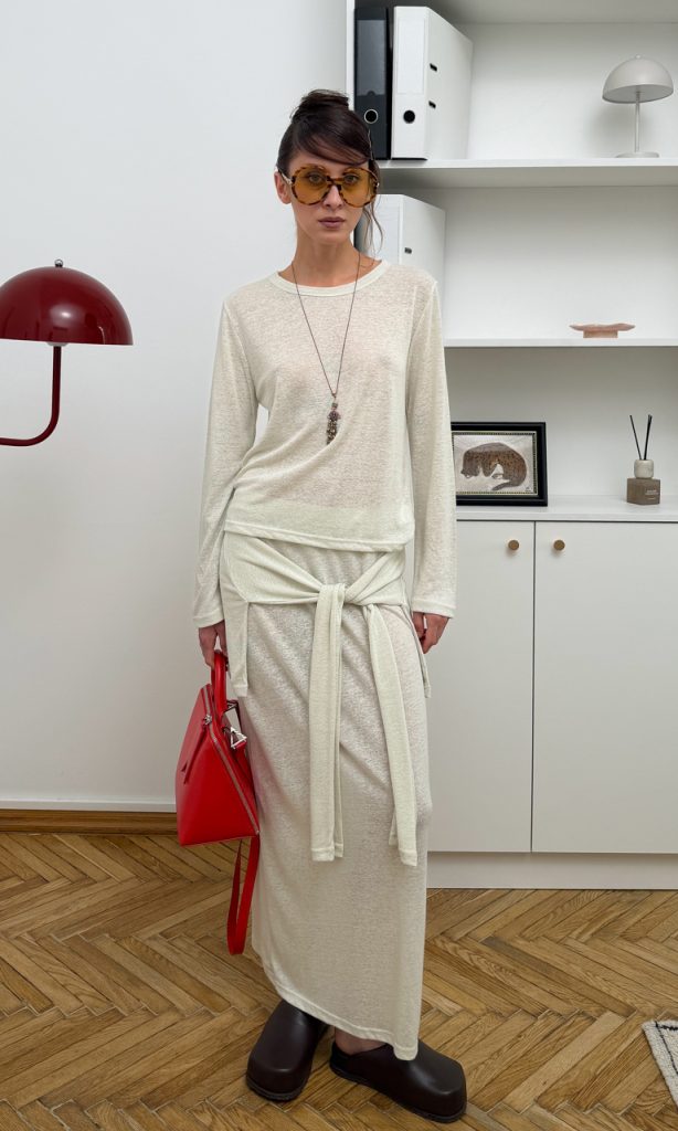 Linen-blend skirt set